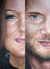 Doppelporträt: Acryltechnik auf Leinwand