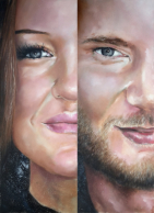 Doppelporträt: Acryltechnik auf Leinwand