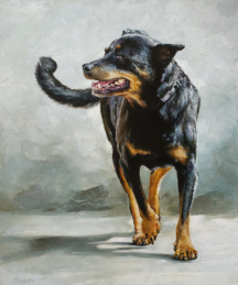 Ein Hunde-Porträt: Ölfarbe auf Leinwand 